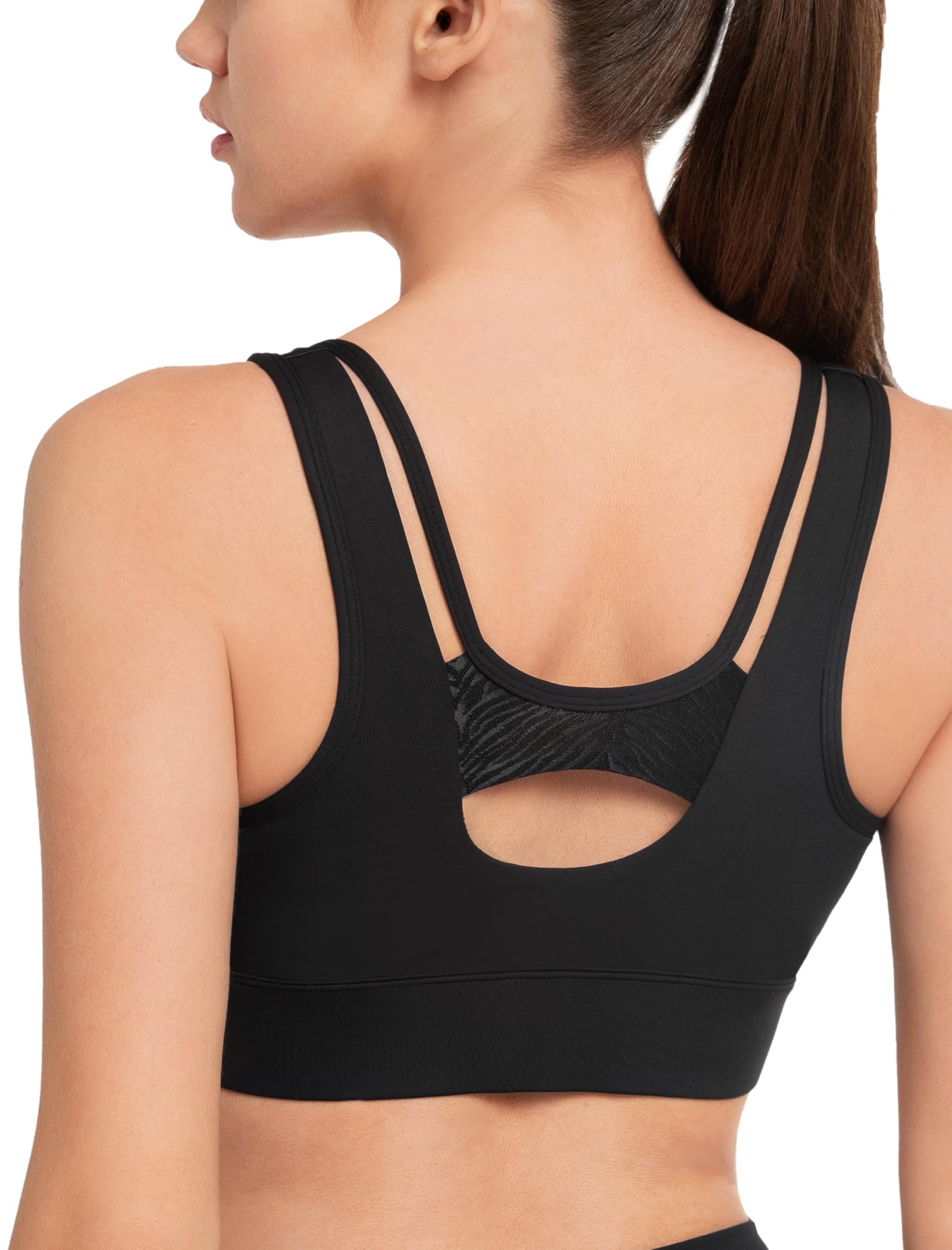 Yvette Reggiseno sportivo di supporto con chiusura frontale per le donne ad alto impatto Plus Size Reggiseno sportivo Supporto completo Esecuzione Allenamento