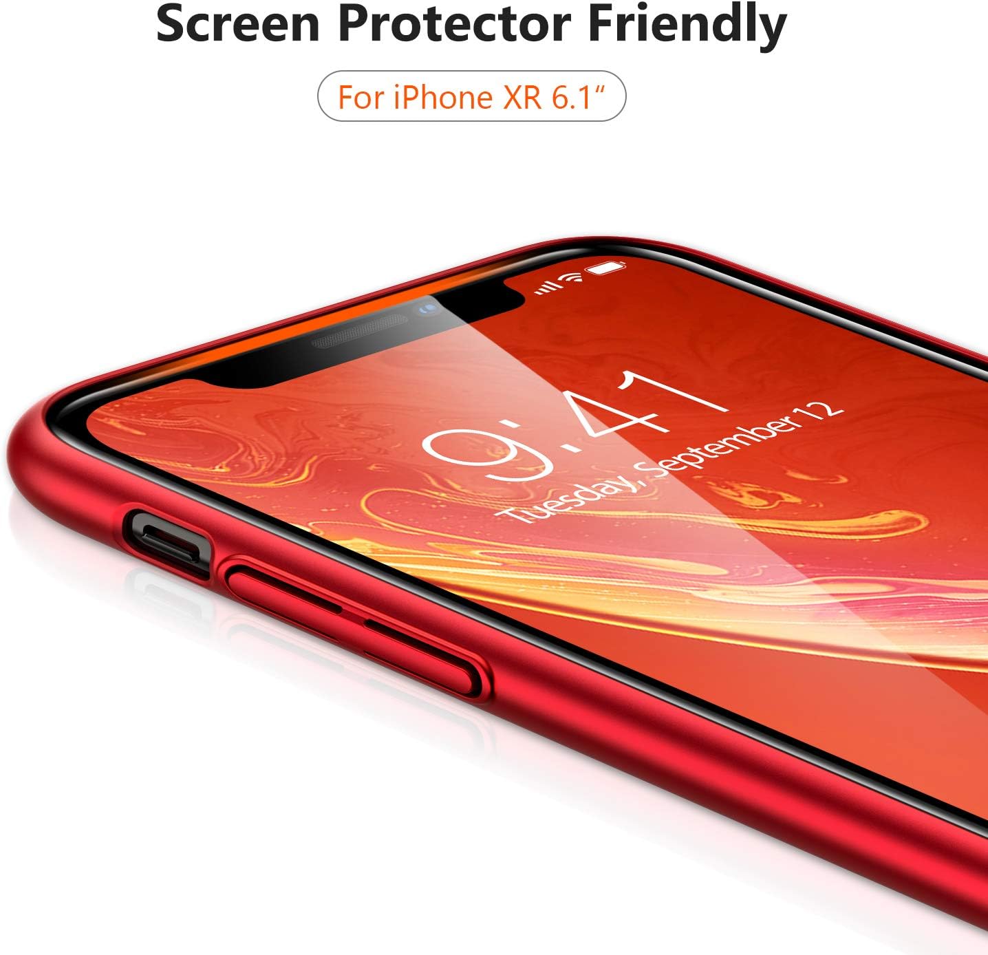TORRAS Slim Fit Compatible for iPhone XR Case Ultra-Thin Lightweight Full Protection Hard PC Cover with Comfortable Grip Cases for iPhone XR 6.1", Red
