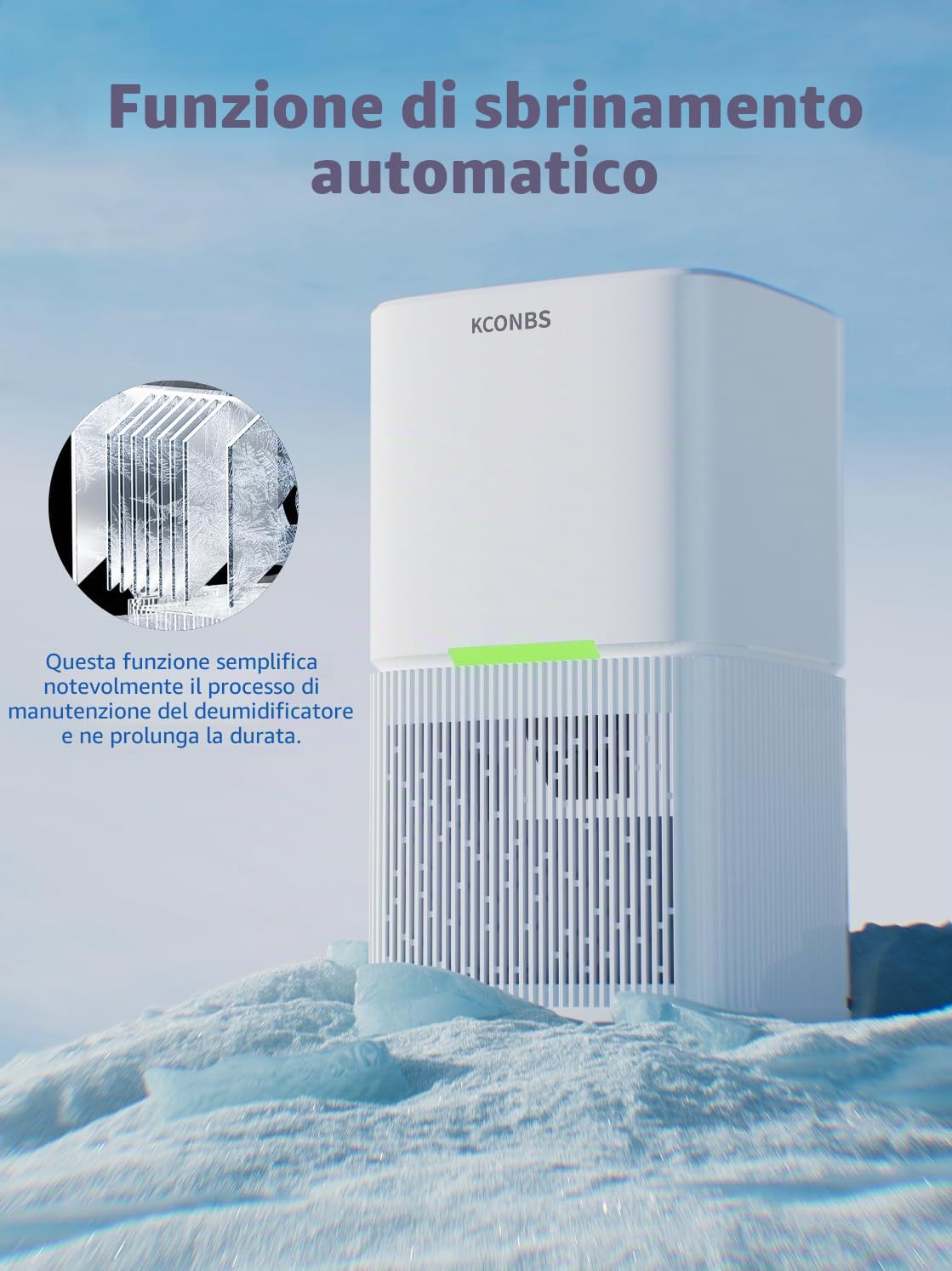 Deumidificatore Elettrico 1800ML, Eliminatore di Umidità con Schermo LED, 7 Luci Colorate, Spegnimento Automatico, Timer 24H,bianco ghiaccio, Ideale per Bagno e Camera da Letto
