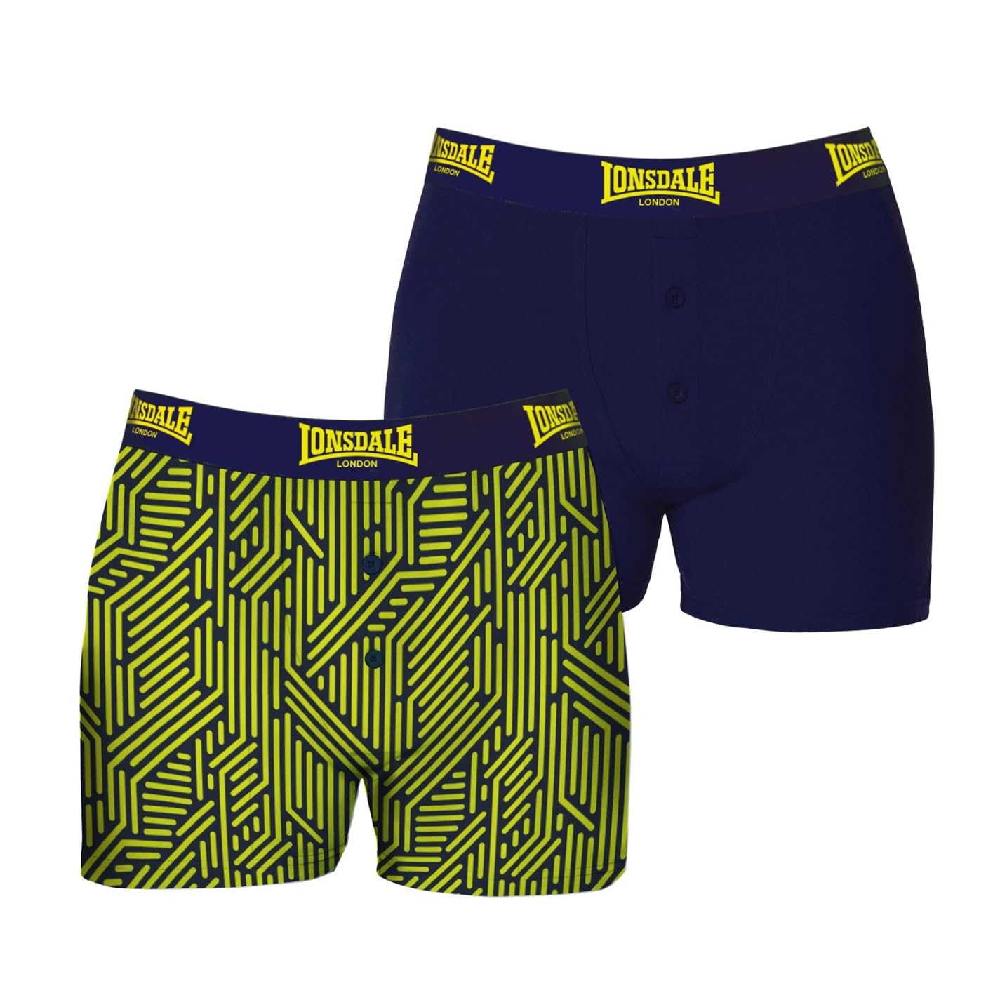 Lonsdale Mens 2 Pack Boxers Green Camo S