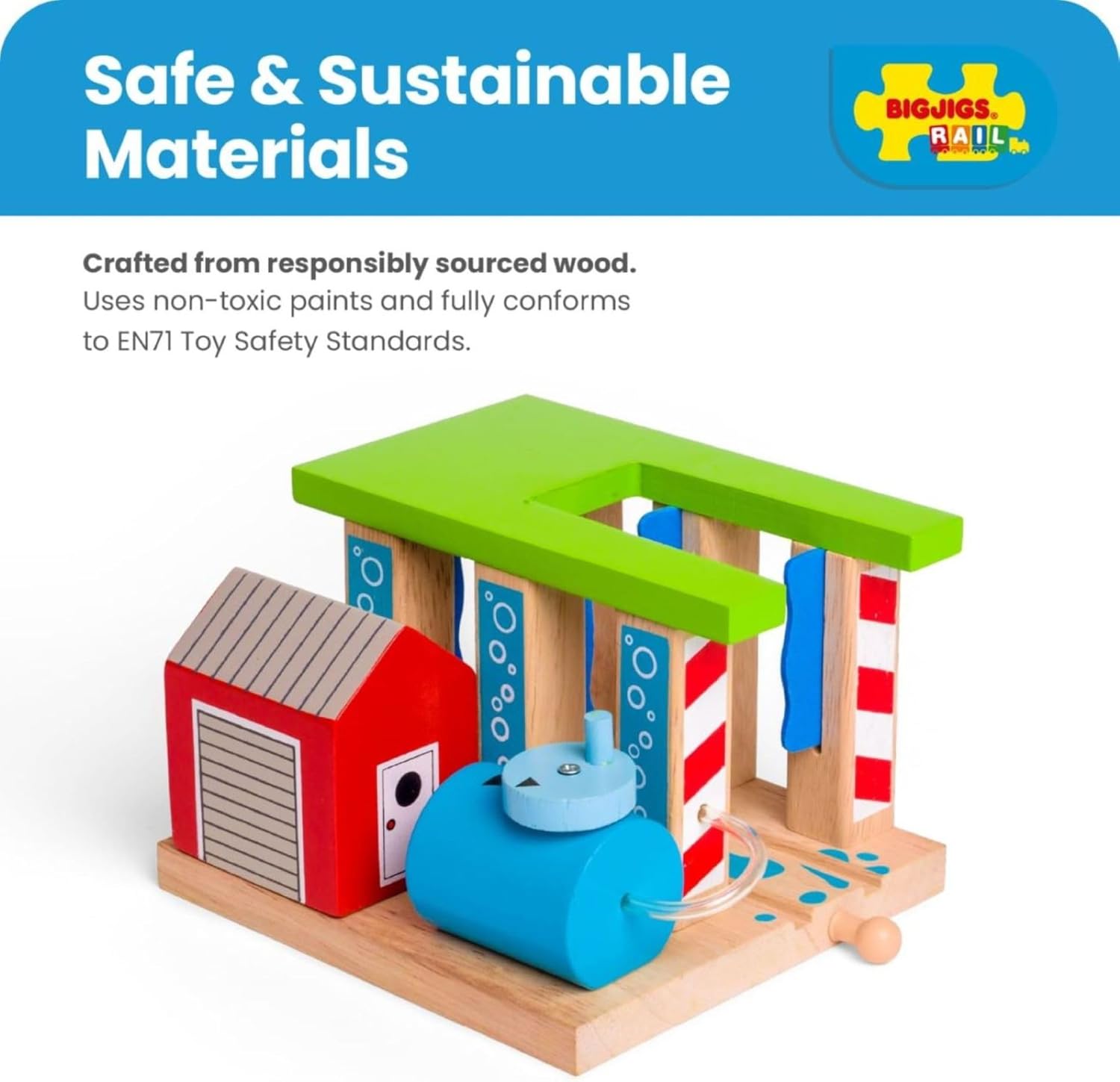 Bigjigs Rail Wooden Train Washer - Other Major Wooden Rail Brands are Compatible