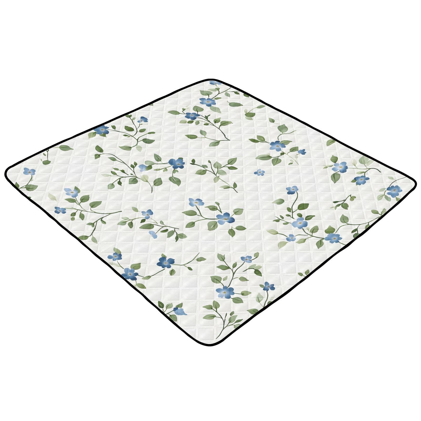 BOESI Doodle Colorful Flower Pattern Baby Play Mat, 50“ X 50” Washable Folding Crawling Mat, Baby Floor Mat, Soft, Thick, Non-Slip