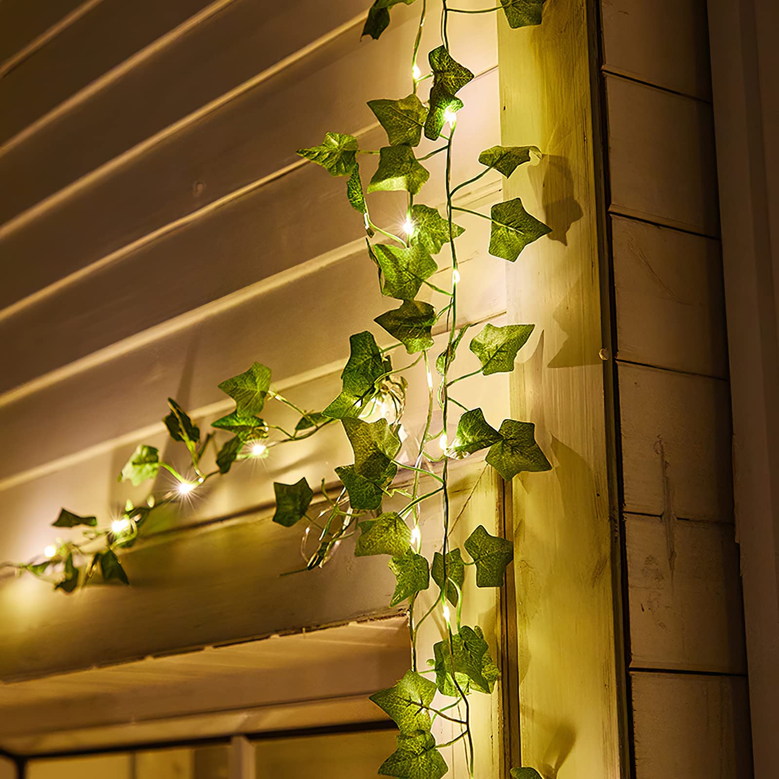 Catena Luminosa Solare Per Esterno 5m 50 LED A Foglia - 8 Modalità, Impermeabile IP65 - Per Giardino, Recinzione, Matrimoni - 2