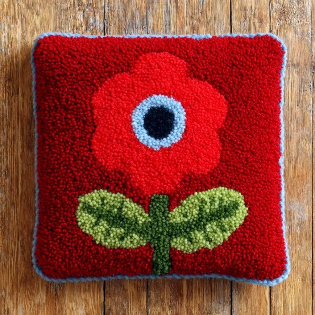AxiangziK Latch Hook Cushion Kits,Red Flowers