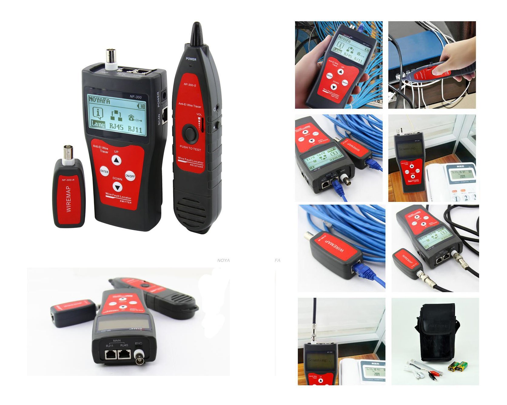 KALEA-INFORMATIQUE Professioneller Tester für RJ45 RJ11 USB BNC-Netzwerke: Testet die Länge, Kartierung, Ortung. Version mit Anti-Jamming-Funktion.