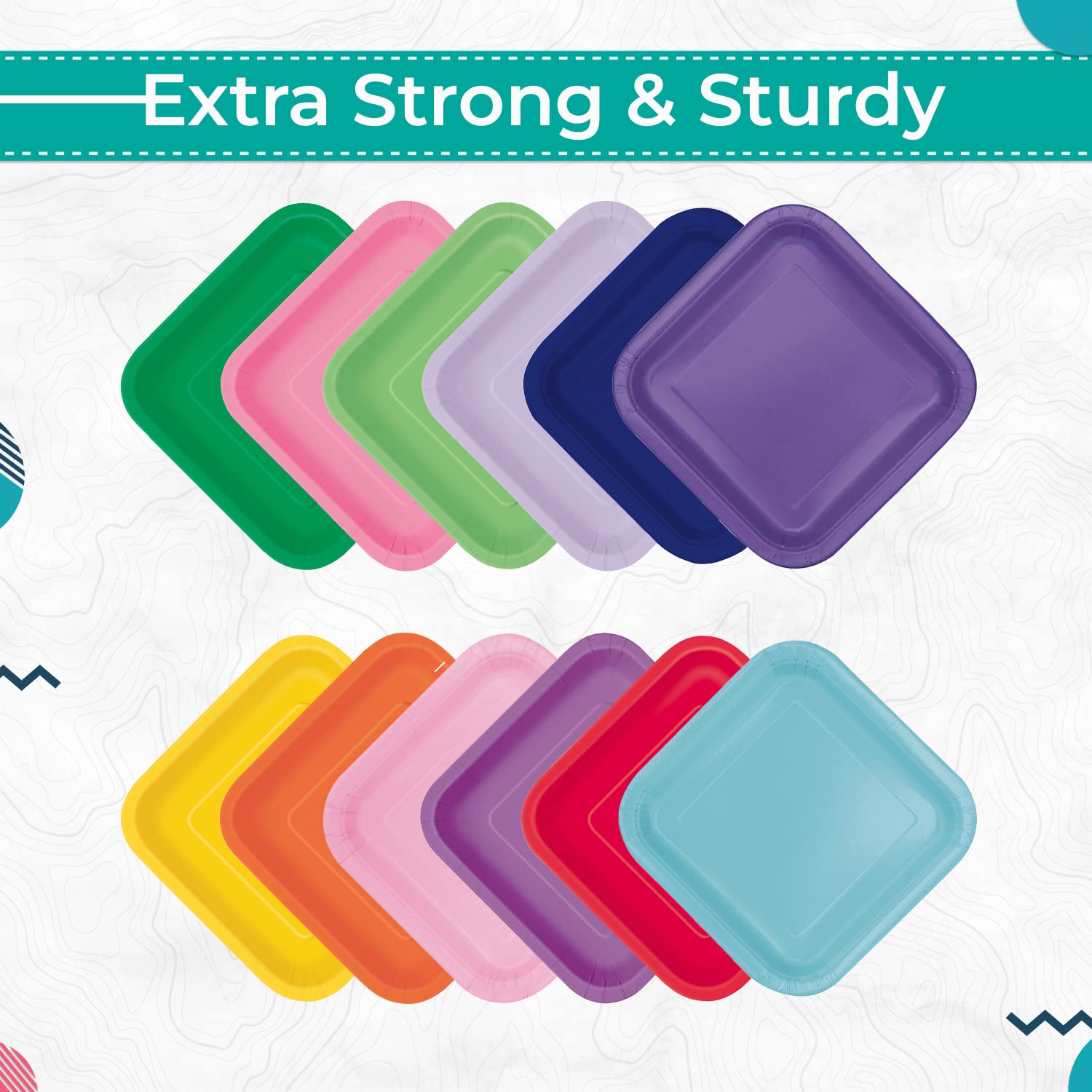 EVYIENEN 50 piatti di carta a righe blu, 17,8 cm, usa e getta