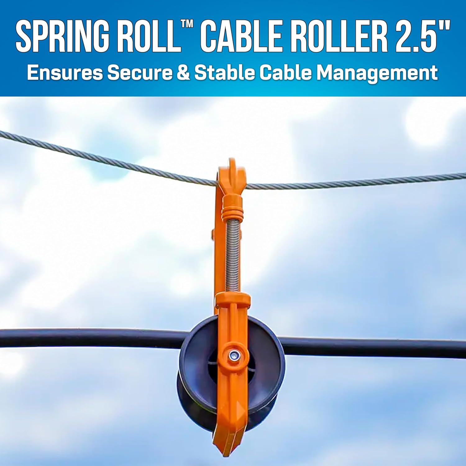 Jonard Tools CR-399 The Spring Roll™ Cable Roller - 2.5" Aluminum Wire Roller for Electrical & Telecom, Corrosion-Resistant, Quick-Deploy, Heavy-Duty Rubber Wheel