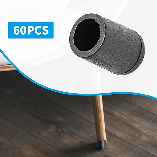 Miniatura 3 de 60 tapas de plástico negro, de 14 de pulgada (0.236 in) de diámetro, tapas redondas de plástico para patas de silla, puntas de plástico, protectores