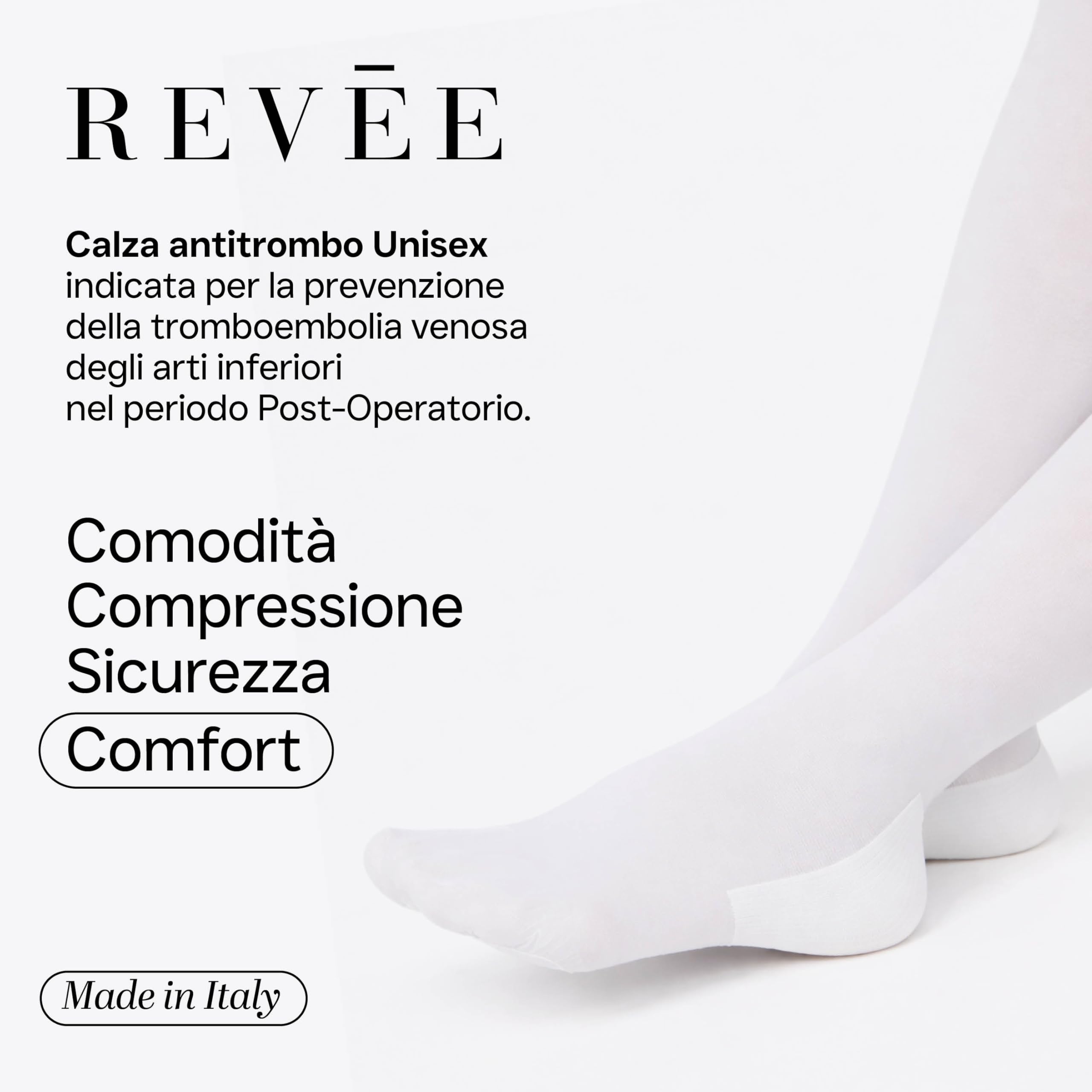 REVÉE Calze Autoreggenti Unisex a Compressione Graduata, Calze Antitrombo Post-Operatorie mirata alla coscia, con Foro d’Ispezione, Elastiche e Compressive