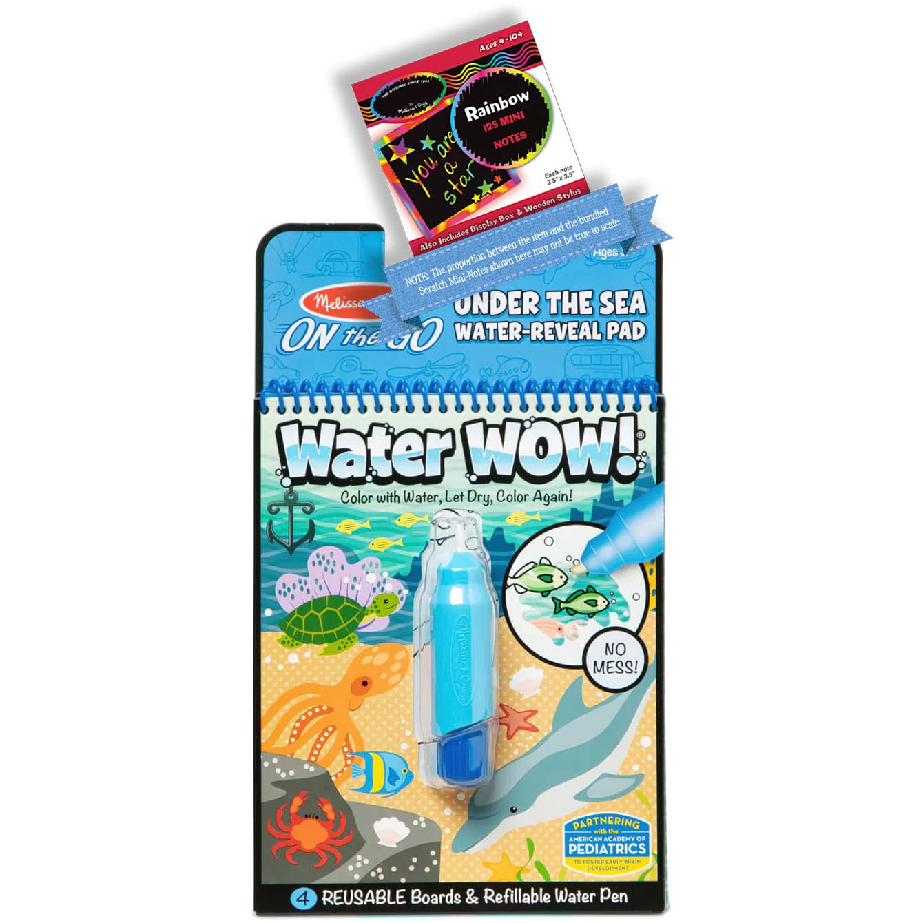 Melissa & Doug Water Wow! Under The Sea: ON The GO Water-Reveal Activity Pad Bundle with 1 Theme Compatible M&D Scratch Fun Mini-Pad (09445)