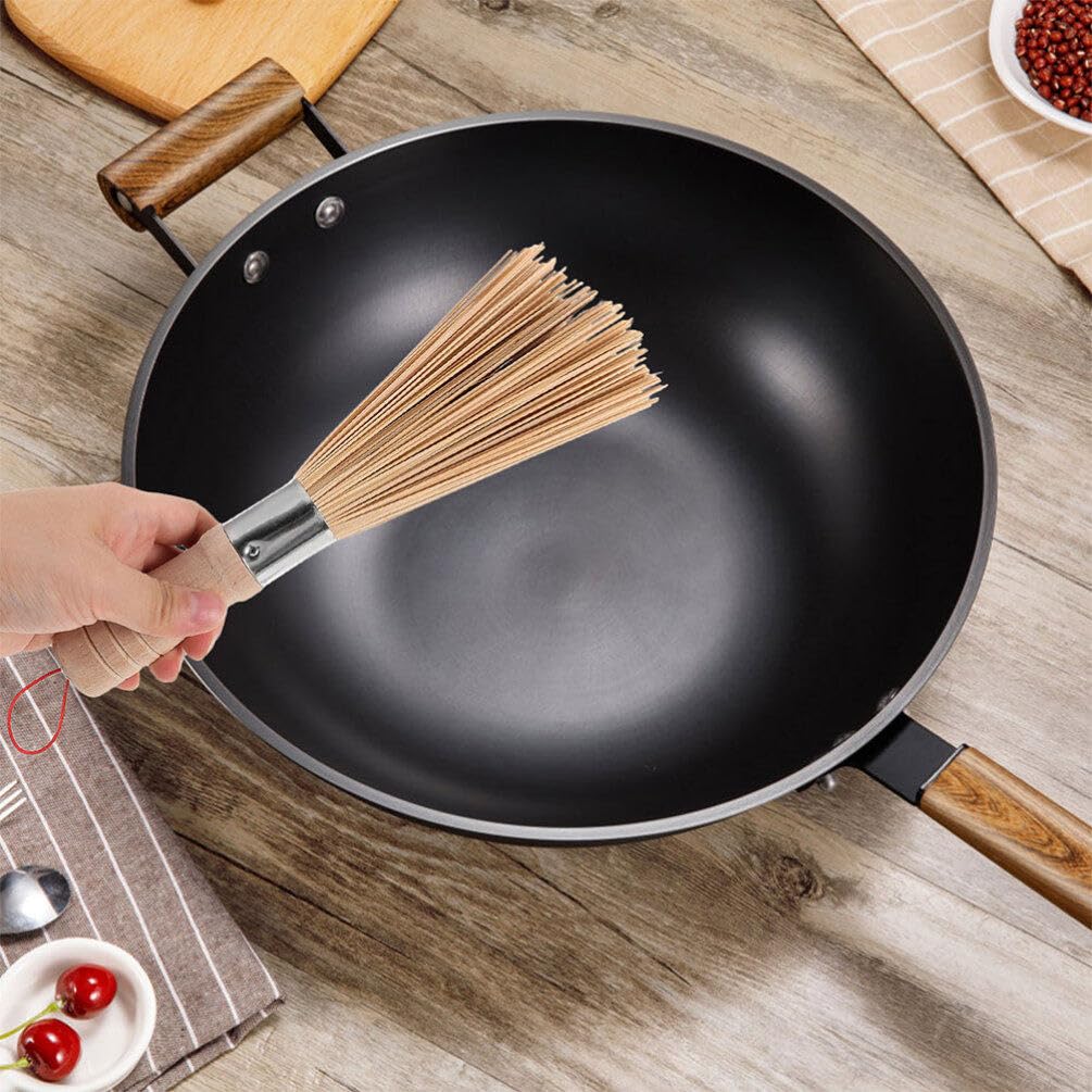 Bambus Wok-Bürste + Luffa-Schwamm – Natürliches Geschirr-Reinigungsset Für Gusseisen & Töpfe, 30,5 Cm