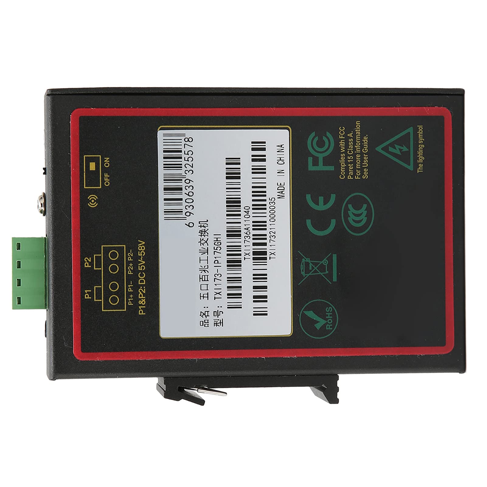 CCYLEZ Switch Ethernet Industriale a 5 Porte, DIN Rail, per Automazione | Connessioni affidabili, custodia in metallo, doppio ingresso di alimentazione, ampio intervallo di temperature