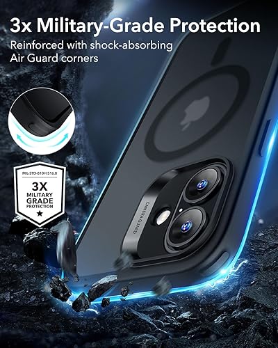 Vista 461 de ESR Funda para iPhone 15 Pro Max, compatible con MagSafe, de grado militar, negro transparente