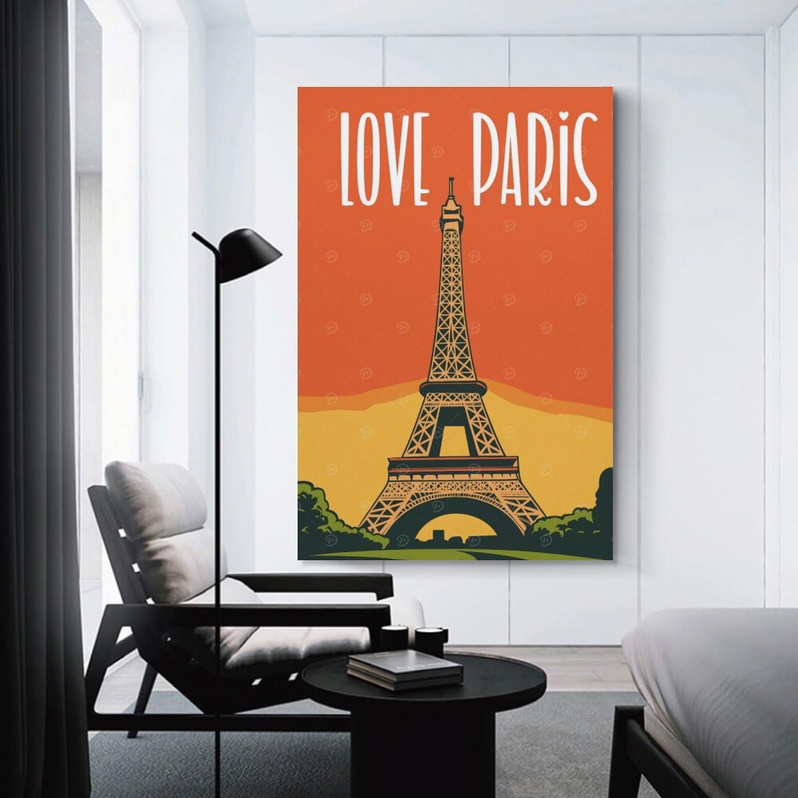 Love Eiffel Tower Paris Poster Room Decor Wall Art, 20x30inch(50x75cm), for Entrance Walls, Hall Decor Or Foyers, A Neat Decor Update for Hallways