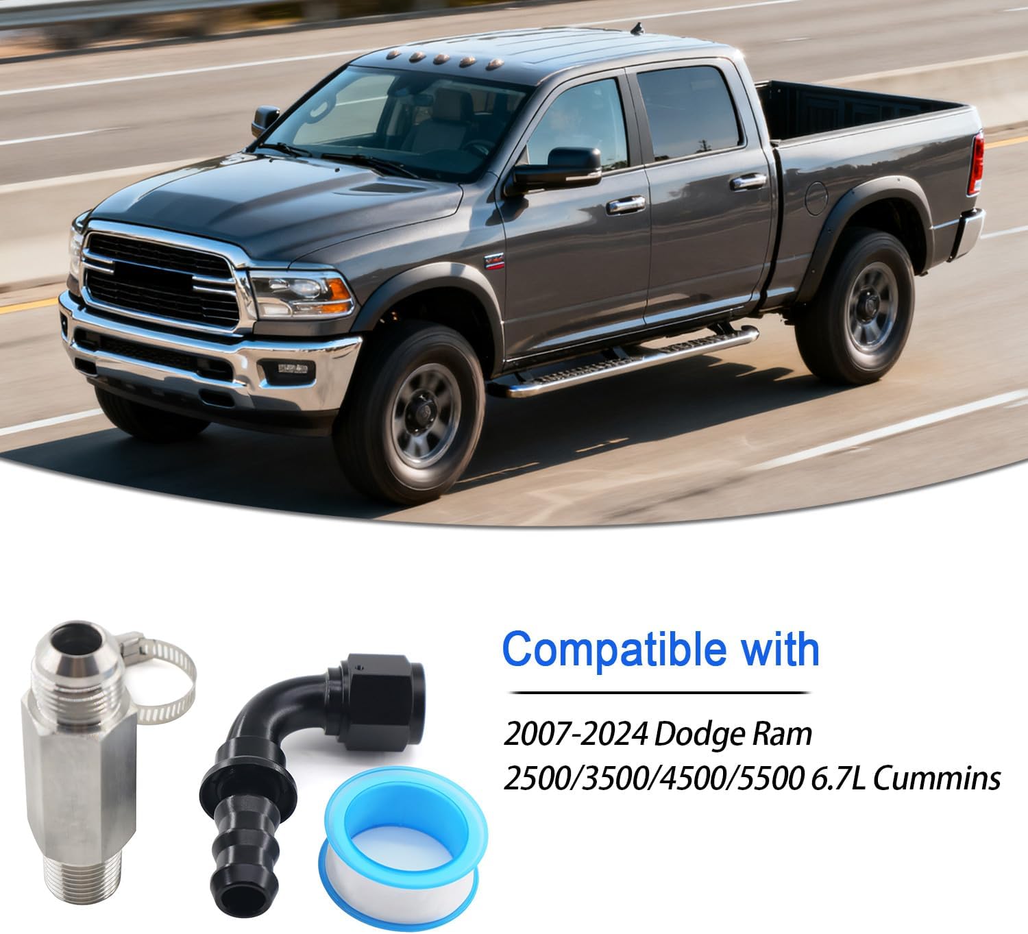 Upgraded Heater Hose Connector Compatible with Dodge Ram 6.7L Cummins 2007.5+, Ram 2500/3500/4000/4500/5500