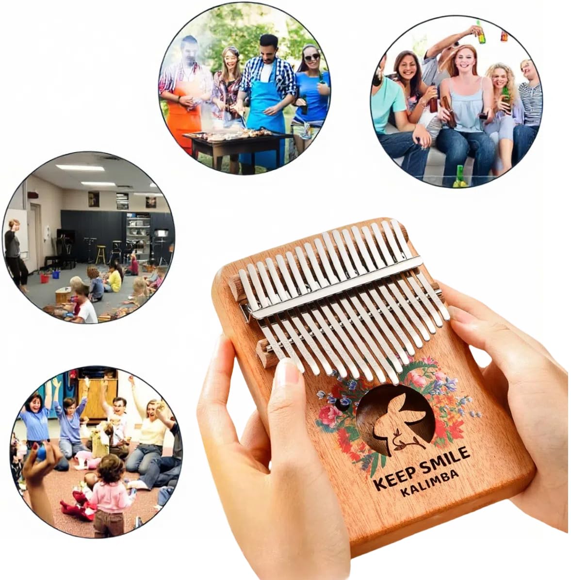 Kalimba - Pianoforte da pollice con 21 tasti/17 tasti, strumento musicale portatile per principianti, regalo musicale per gli amanti della musica (coniglietto, grande)