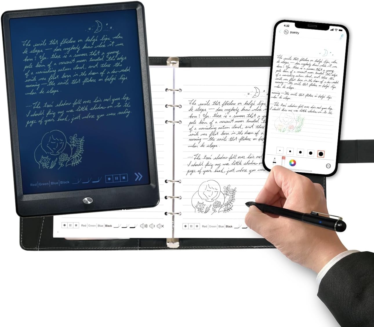 Smart Sync Pen for Note Taking with Notebook and Writing Board,Real-time Sync for Digitizing,Convert to Text,Storing,Sharing Paper Notes via APP on Smartphone/IPAD (Android and iOS)
