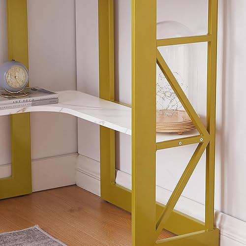 Miniatura 49 de VECELO - Escritorio de esquina para computadora Marrón antiguo,Negro,Teca,Madera de teca marrón,Blanco,Blanco & Oro,Natrual