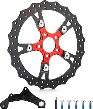 MoKitDora 13" Rear Brake Disc Floating Rotor for Harley 2008-2023 Touring Street Electra Glide Road King Ultra Limited Trike Models Black Zinc Plating, Red
