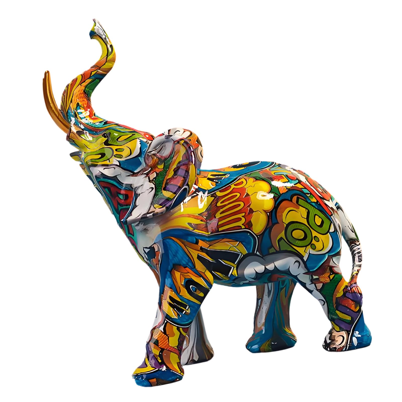Msioytog Graffiti Elephant Figurines Statues Collectible Elephant Lovers Colorful Animal Sculpture Ornament Home Decors Statues Figurines