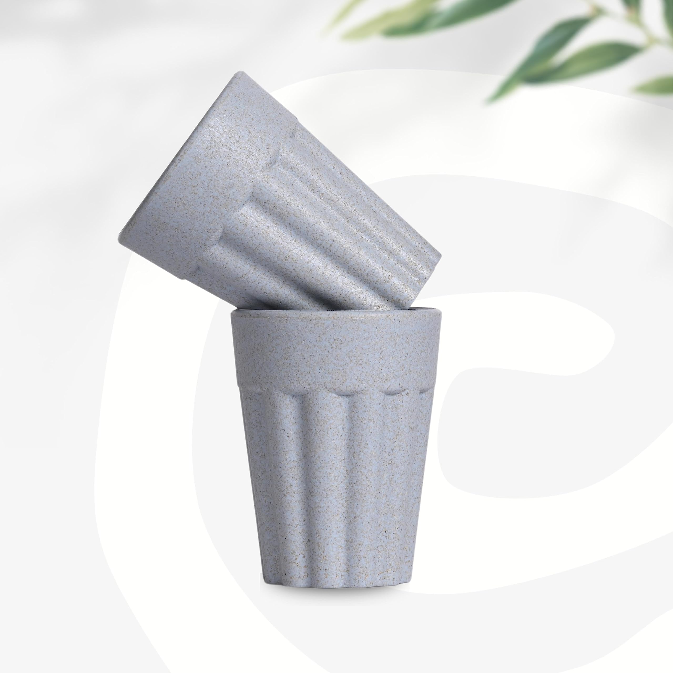 eha Set of 2 Earth-Friendly Cutting Chai Cups | 100 ml | Coffee Cup Made with Rice Husk & Bamboo Fibers | Microwave Safe Tea Set |Hot & Cold Coffee Mug, Milk & Tea Cup Set| Azur Color