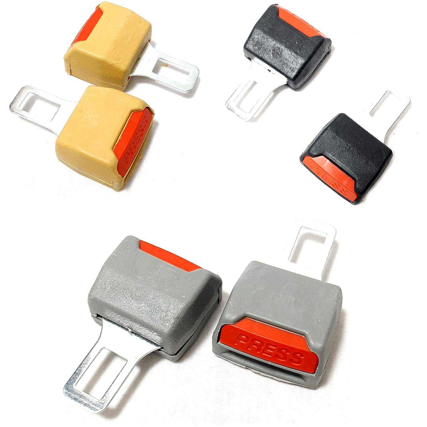 2PCS Car Safety Adjustable Seat Belt Clip Extender Universal Car Interior Parts (Gray)