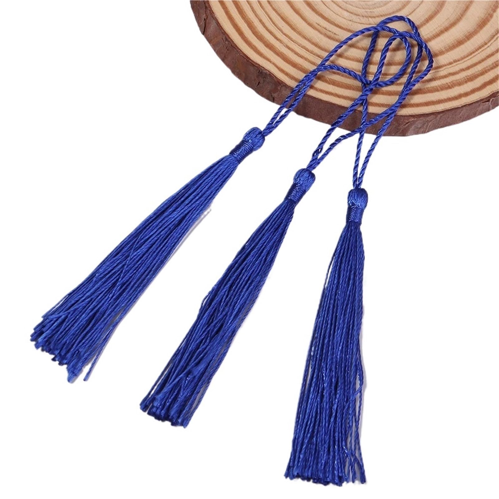 Mini Tassels 300pcs 13cm Hanging Rope Polyester Tassel Fringe Soft Flossy Tassel For DIY Bookmark Keychain Pendants Jewelry Making Accessories for Crafts(Sapphire)