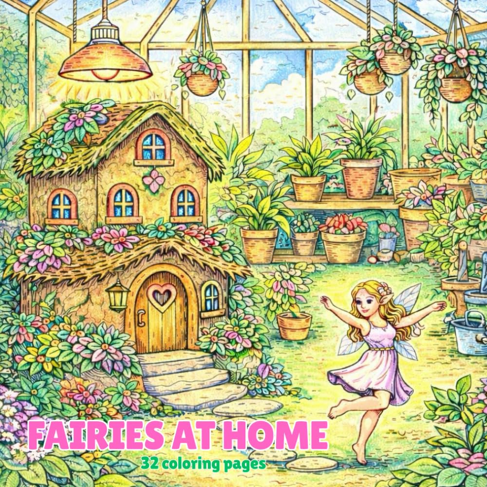 Fairies At Home: A Whimsical Coloring Journey Through Fairy Gardens and Enchanted Homes