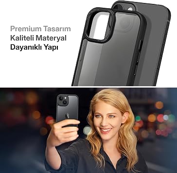 Matte Hybrid Material for Minesk iphone 15 Premium Case with Metal Camera Protection and Metal Keypad Providing Ultra Strong Protection and Stylish Appearance (Black, 15)
