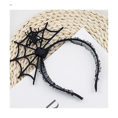 Miniatura 4 de Doneace Diadema de Halloween con collar de araña negra, accesorios para el cabello, diademas de rosa negra, diadema de araña, diadema de telaraña