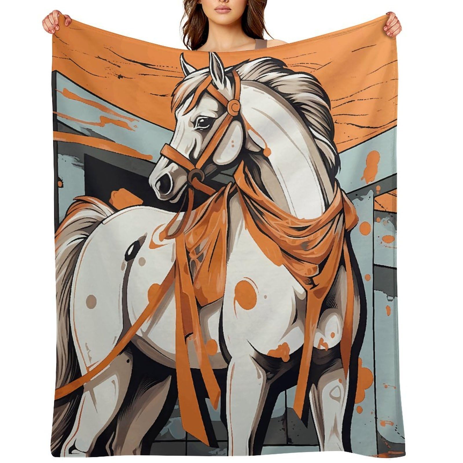 Flannel Fleece Throw Blanket - 30"x40" Super Soft Plush,Lightweight Wrinkle Resistant Cozy A Cartoon Horse Blanket for Couch Sofa Bed Travel Camping and Gift