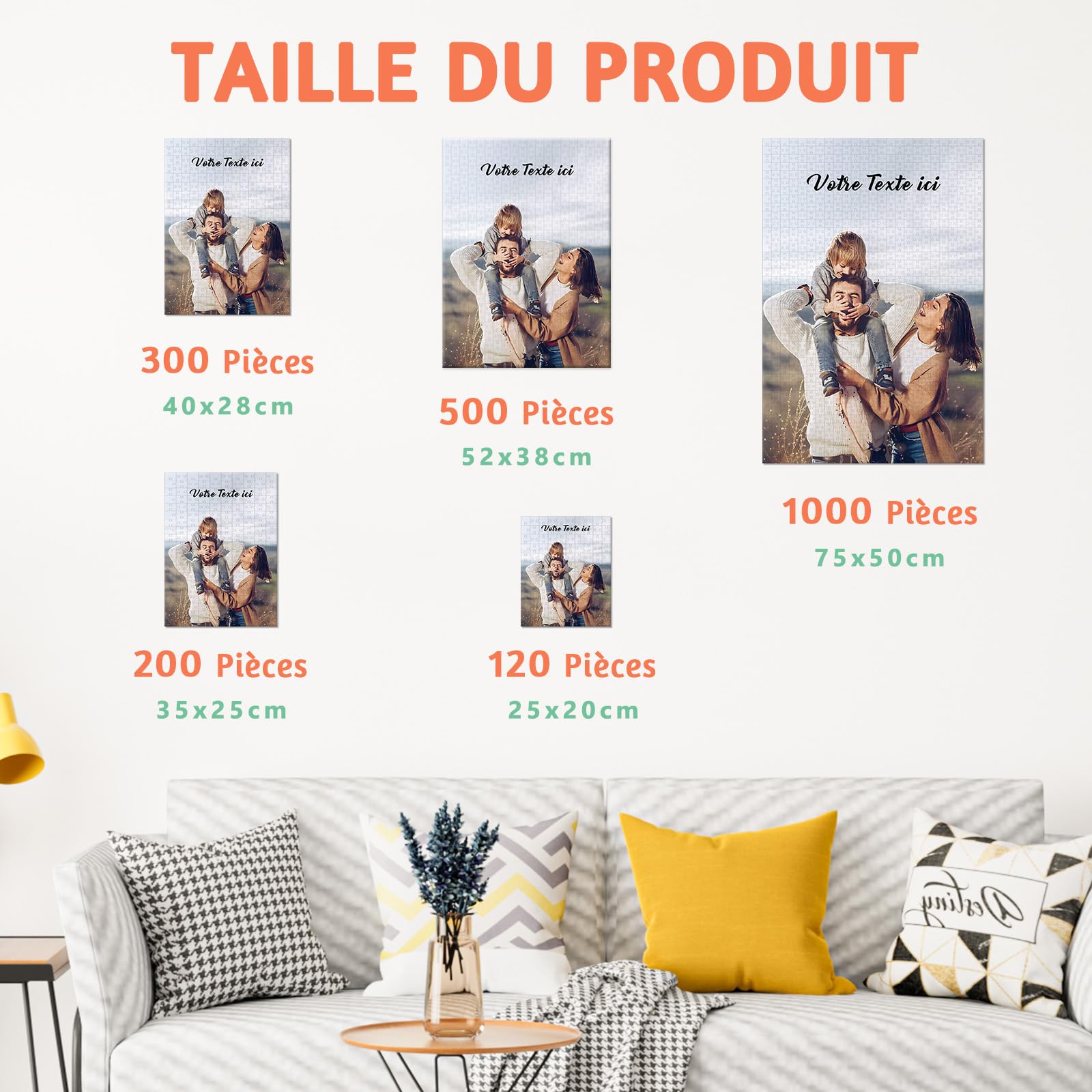 Puzzle Personnalisé Photo Texte 120/200/300/500/1000 Pièces, Personnalisable Avec Votre Image, Cadeau Pour Couple, Famille, Amis, Amoureux Des Animaux De Compagnie