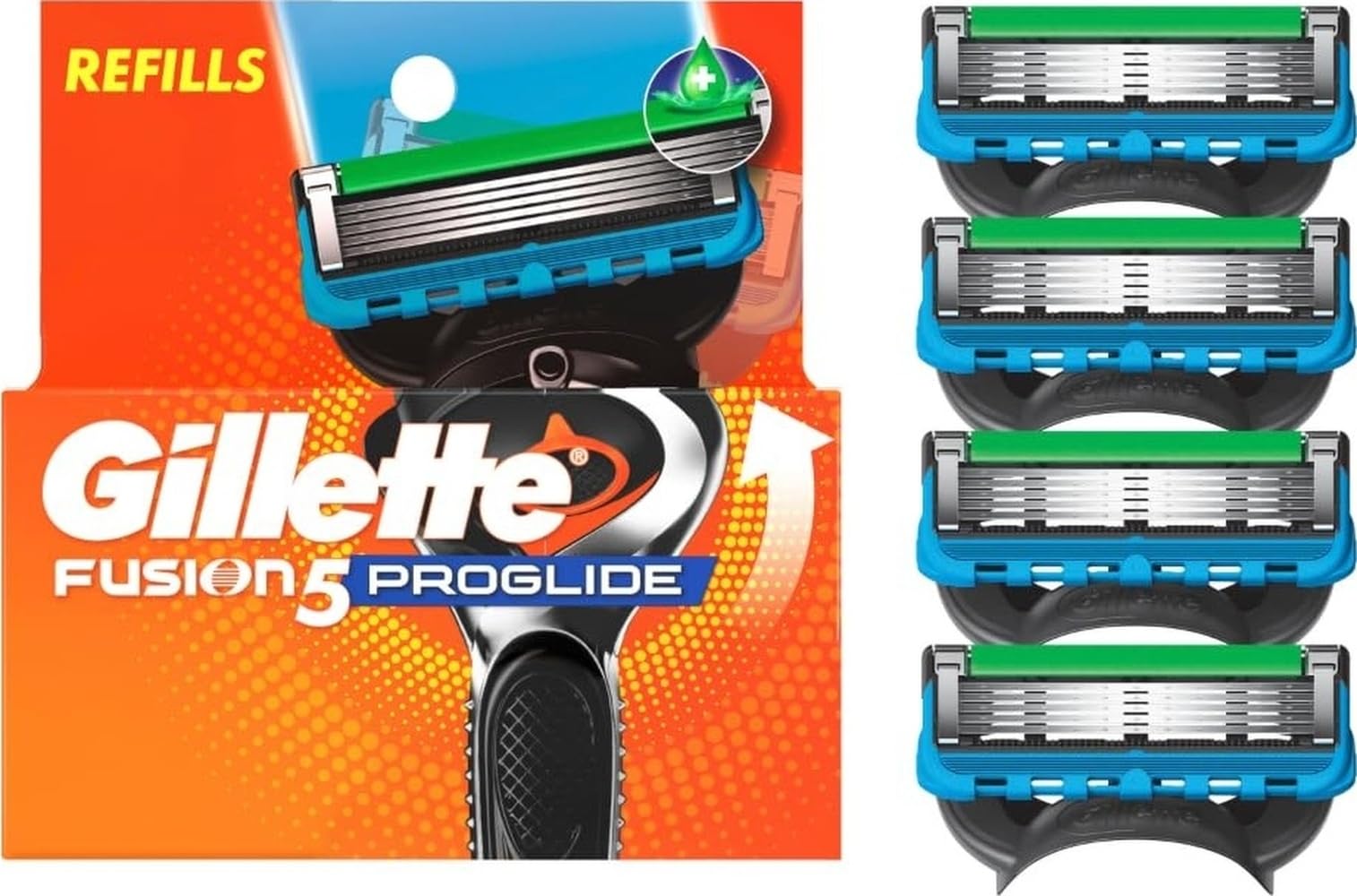 Gillette ProGlide Razor Refills for Men, 4 Razor Blade Refills 4 Count (Pack of 1)