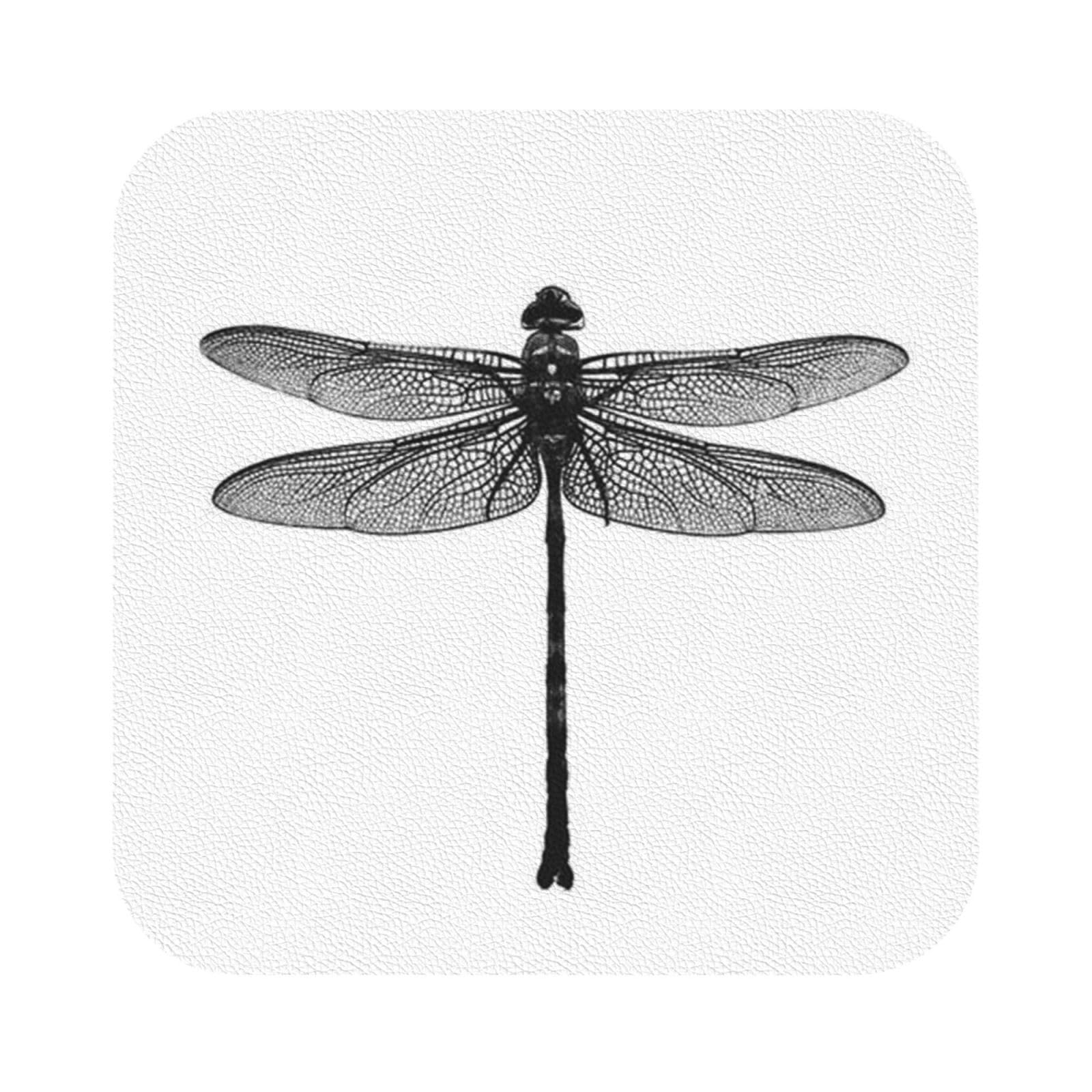 Dragonfly PU Leather Coasters Set of 6 Square Drink Coasters