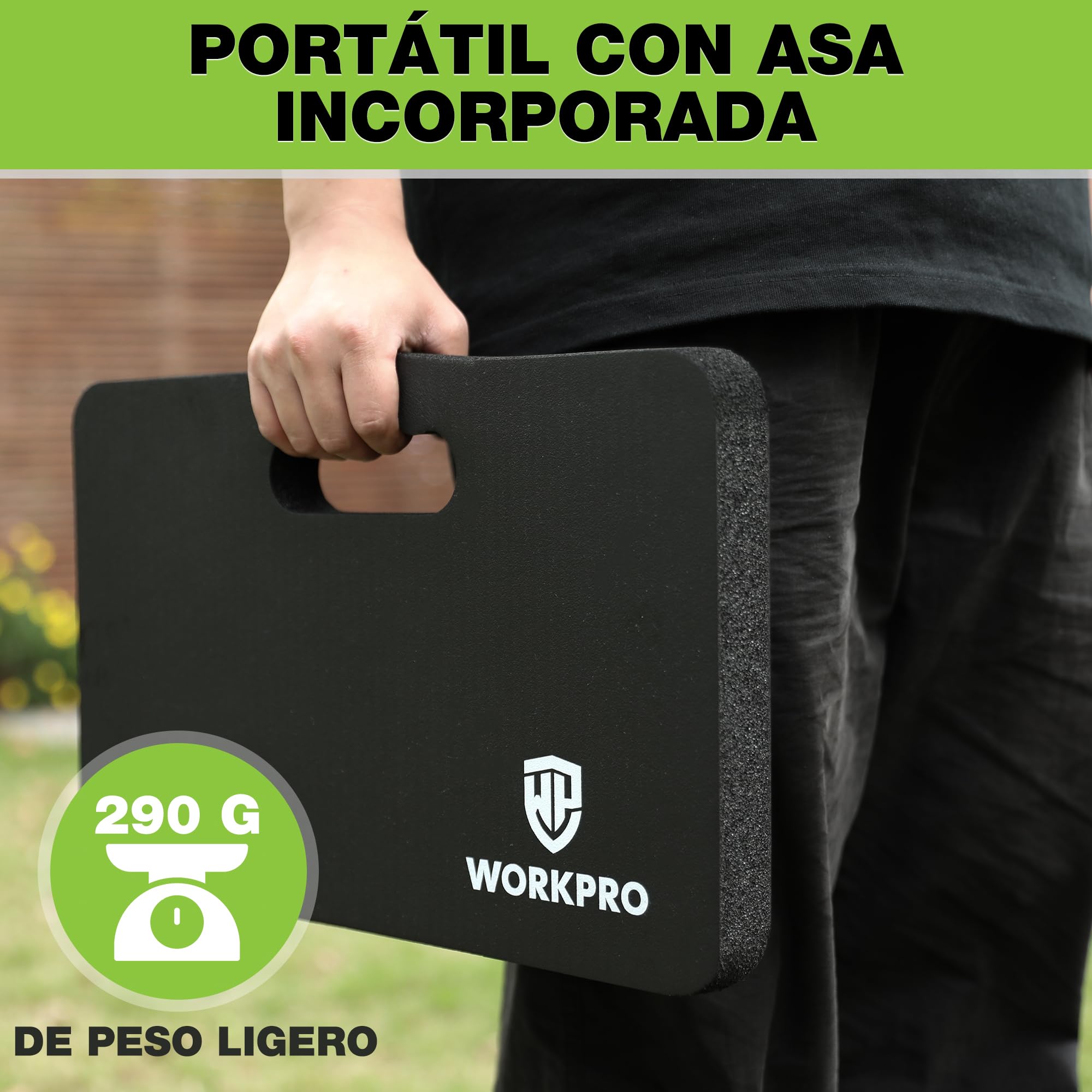 WORKPRO Almohadilla Gruesa para Rodillas 2 Piezas, 28 x 44 x 3,6 cm Colchoneta para Limpieza, Reparaciones, Hacer Ejercicio, Rezar y Yoga, Rodilleras para Jardinería y Trabajo al Aire Libre