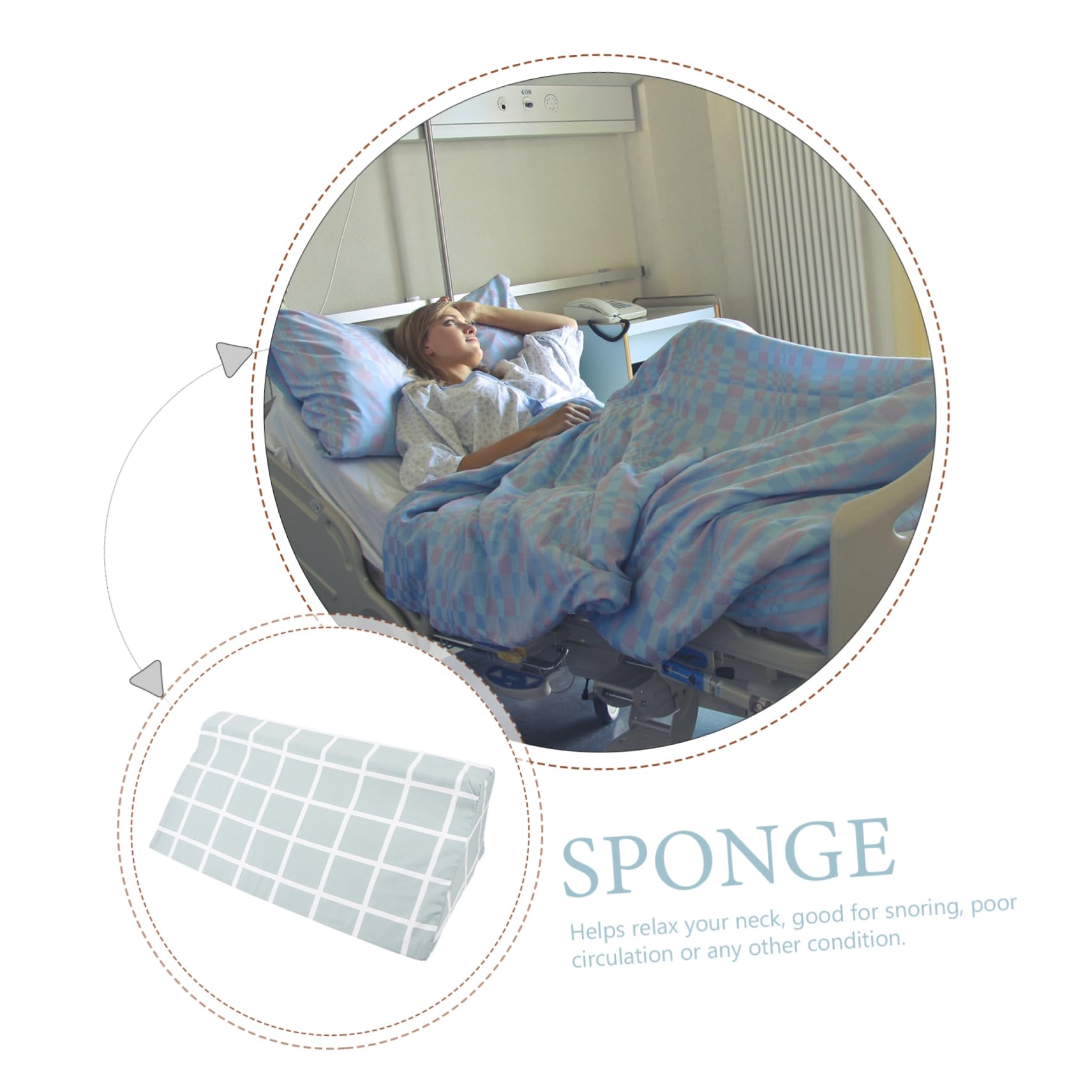 Almohada Espuma de Alta Densidad de Posicionamiento en Cuña y Algodón para Cama de Hospital Adecuado para Pacientes Mayores y Descanso