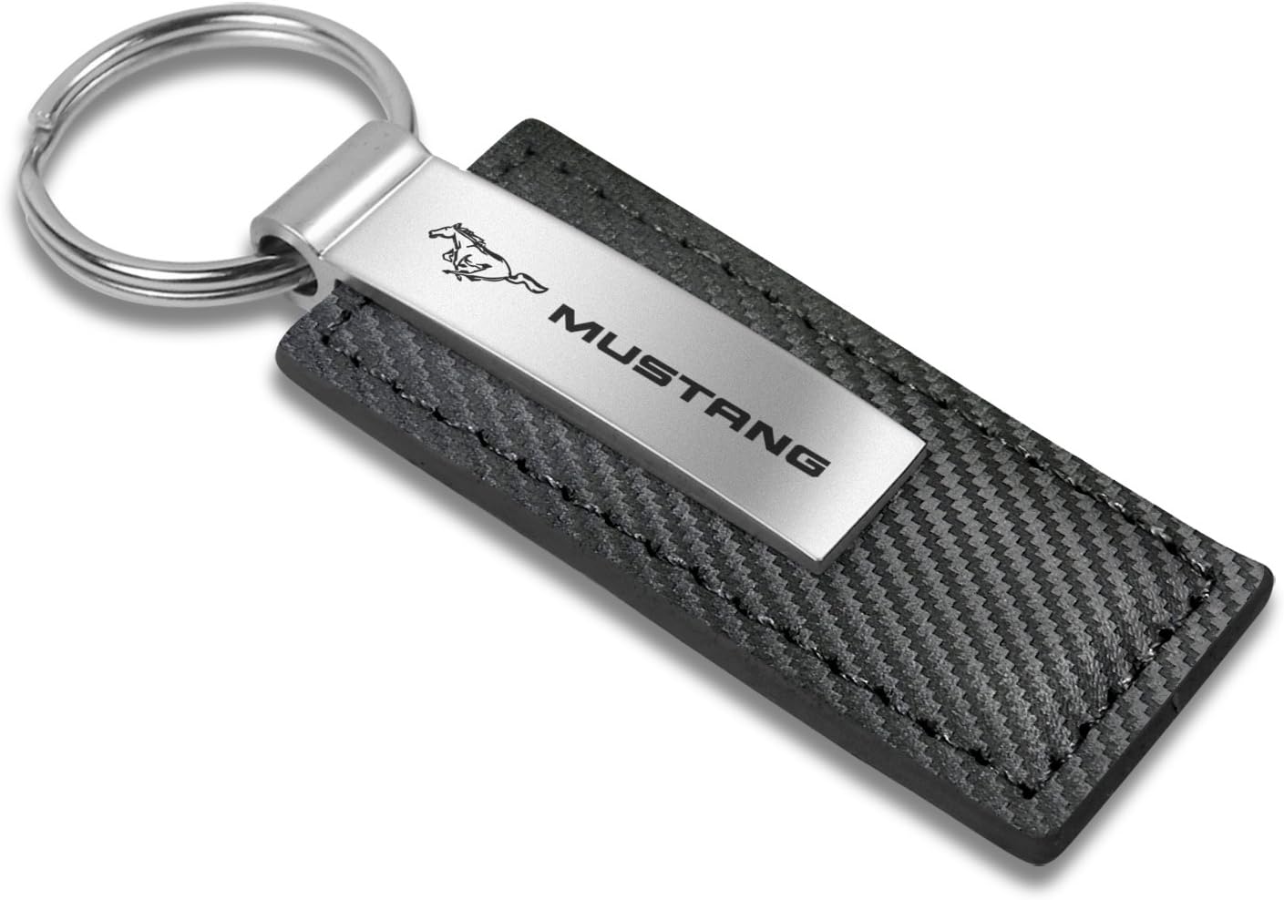 AU-TOMOTIVE GOLD Carbon Fiber Rectangular Leather Key Chain for Ford Mustang (Black) - Image 2