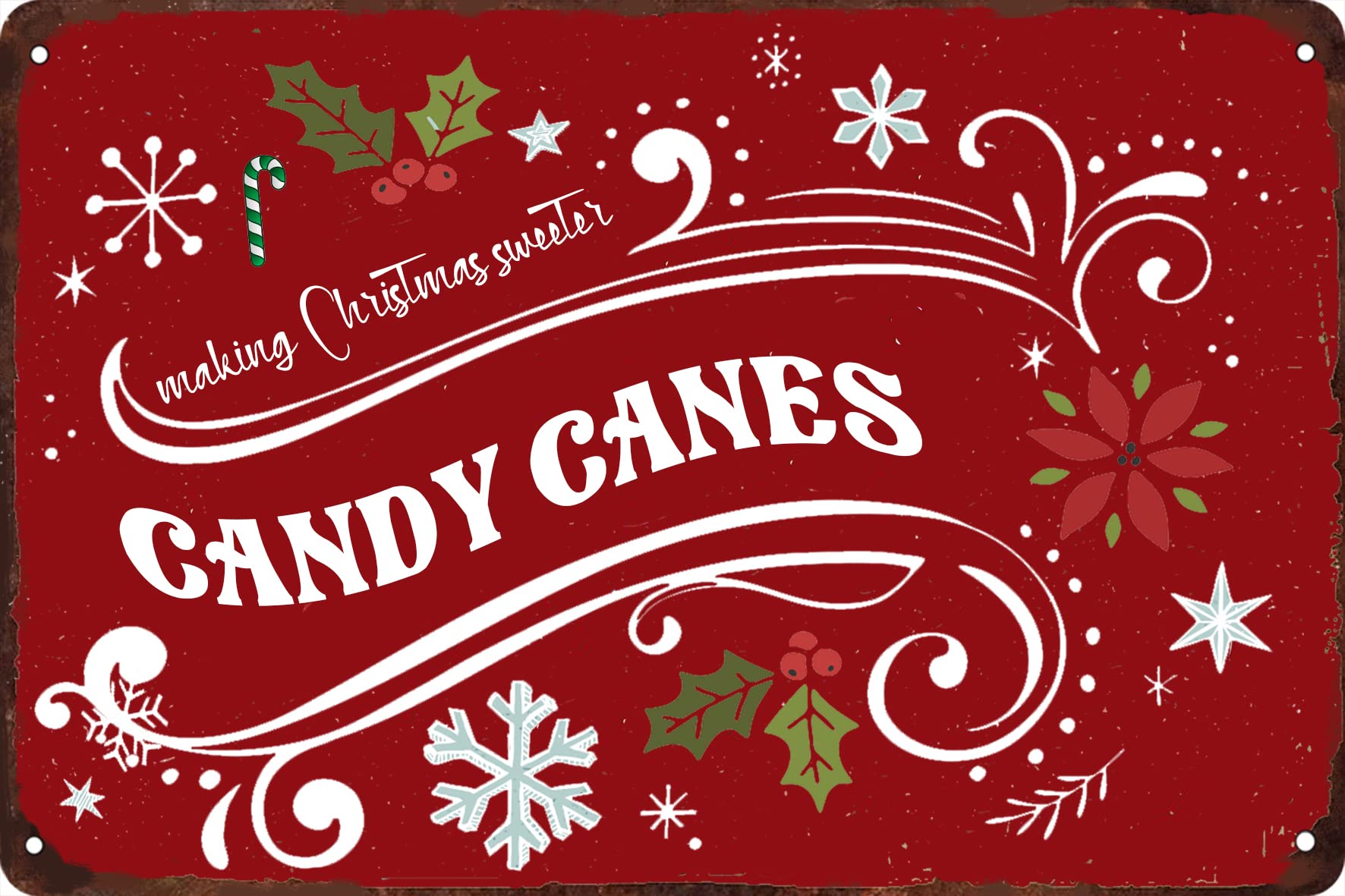 peiyeety Candy Cane metal sign for Cafes Bars Pubs Shop Wall Decorative Funny Retro Signs 8x12 Inch