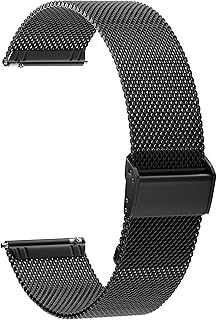 [AGUPERFIT] 時計バンド 20mm 22mm ステンレスメッシュベルト、工具が要らなく 無段階調整 クイックリリースバンド スマートウォッチ替えバンド 腕時計交換ベルト (20mm, ブラック)