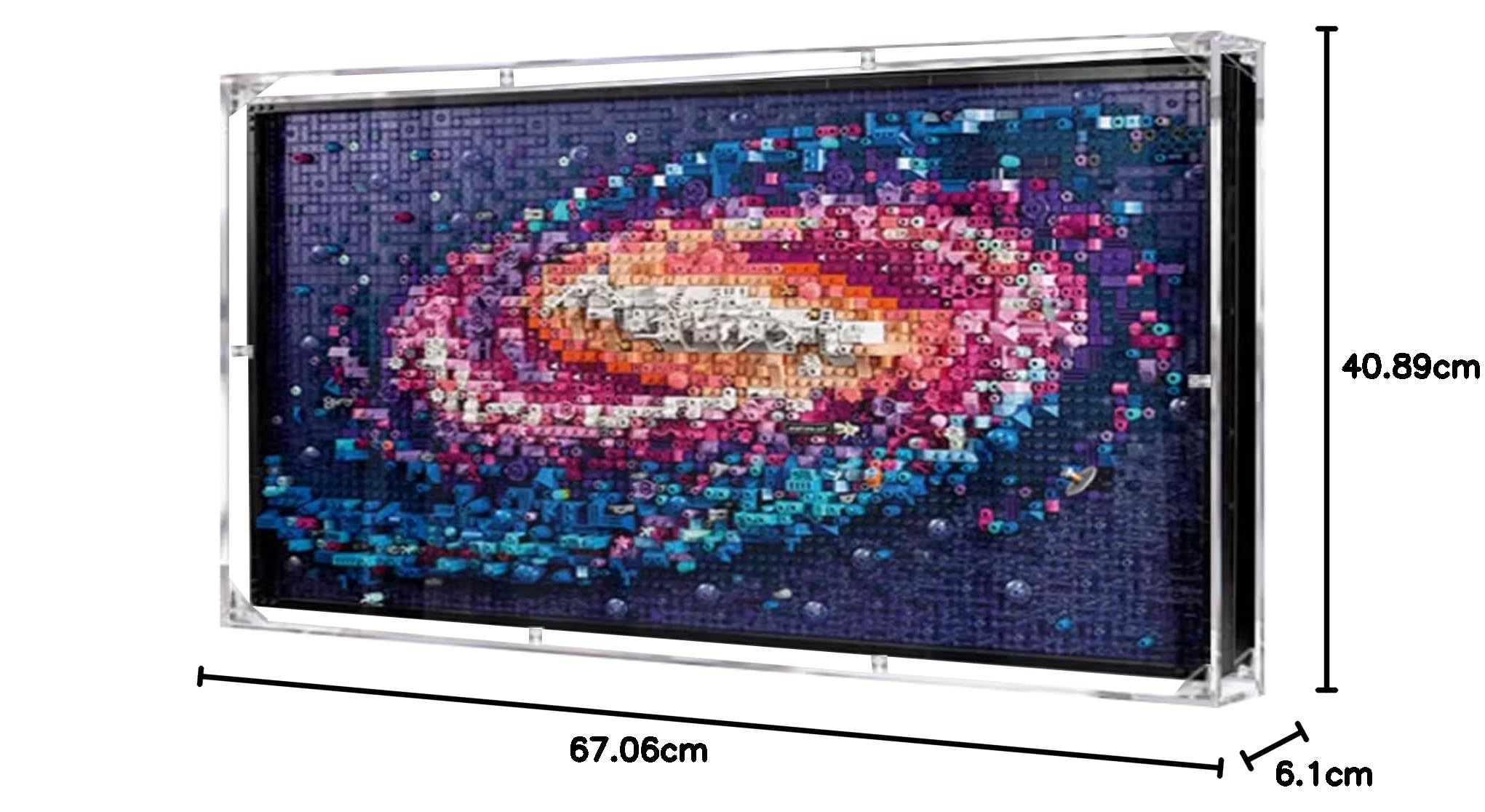 Akrylowa gablota do Lego Art Droga Mleczna Dekoracja ścienna - gablota, chroń i udekoruj model ze schowkiem, przedmiotami kolekcjonerskimi, prezentami