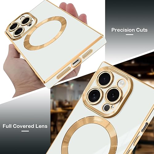 Miniatura 3 de PSIOXY Funda magnética cuadrada para iPhone 15 Pro compatible con Magsafe compatible con carga inalámbrica protección a prueba de salpicaduras TPU