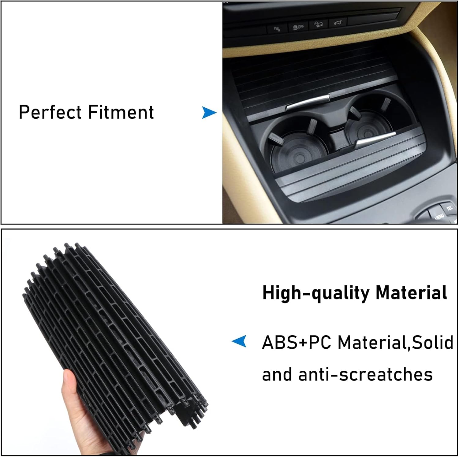 Jaronx Compatible with BMW Cup Holder Sliding Cover, X5/ X6 Console Roller Blind Cover, Center Console Sliding Shutters Compatible with BMW X5 E70 (2006-2013) / X6 E71 E72 (2007-2014)