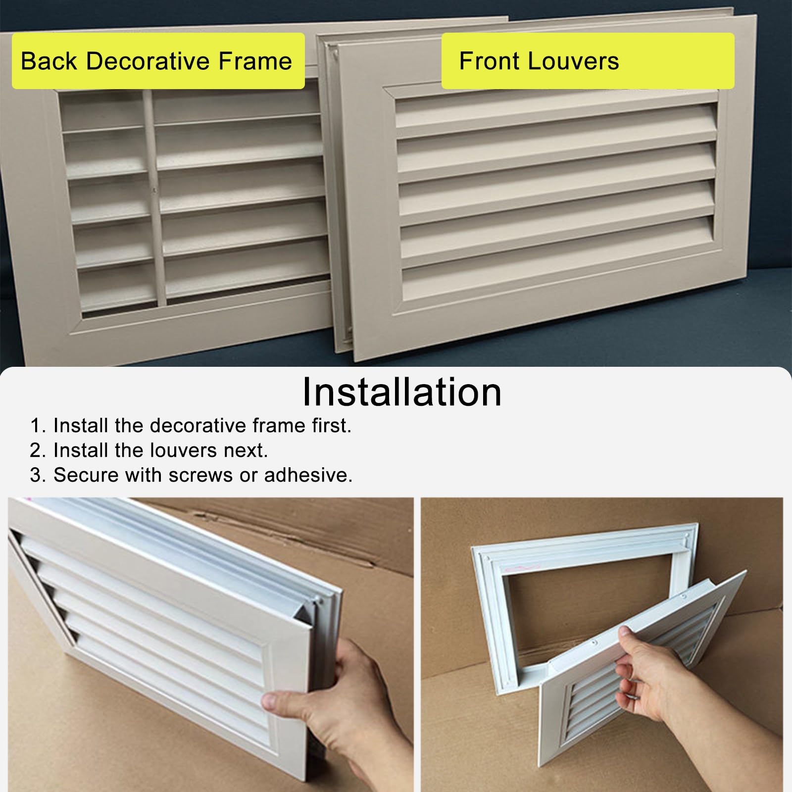 Cubierta de ventilación para puertas de armario, rejillas de aluminio de doble cara, mejora el flujo de aire (25 x 25 cm), ideal para mejorar y cultivar el aire