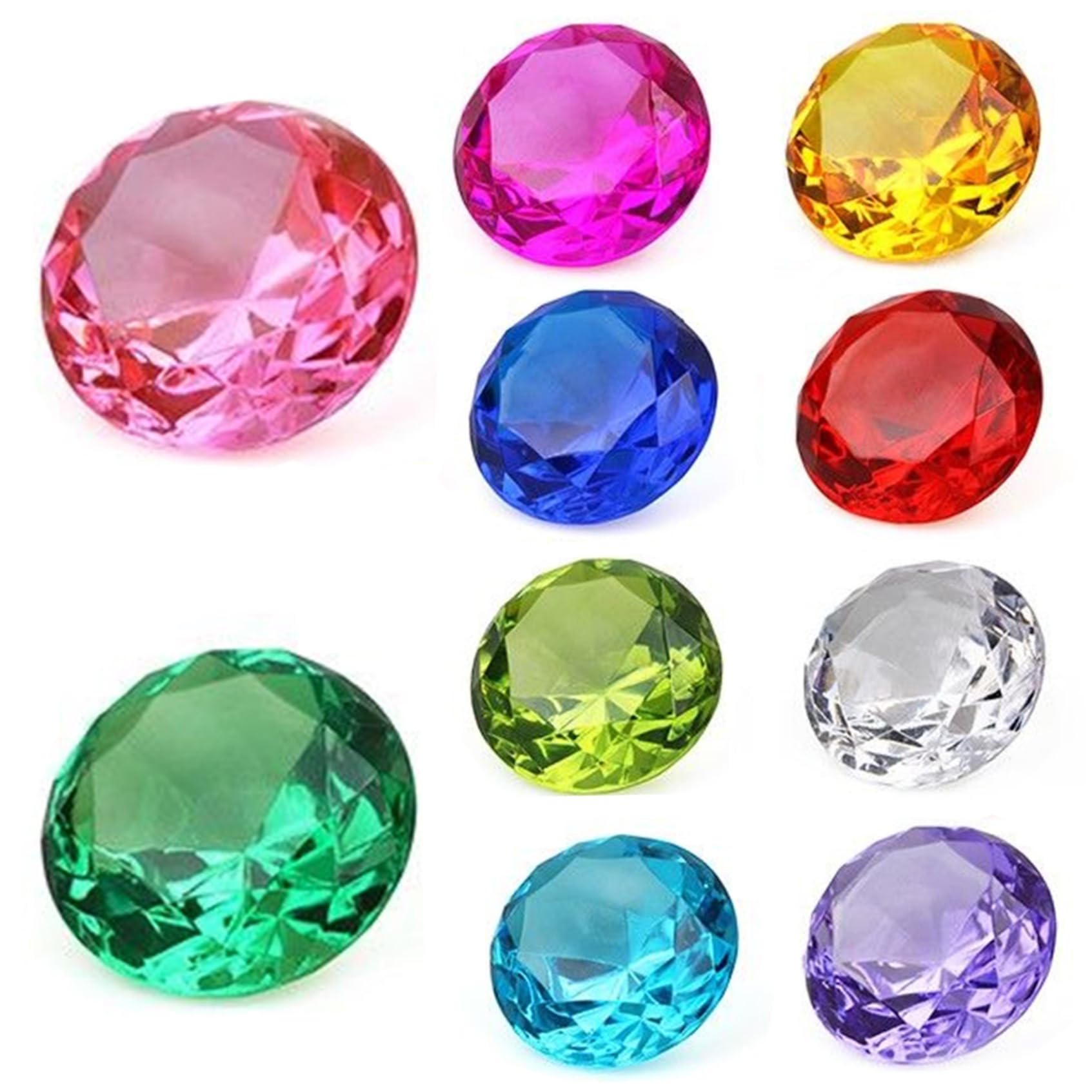 Pierres précieuses en acrylique 4,1 cm lot de 2 émeraudes du chaos multicolores pour décorations