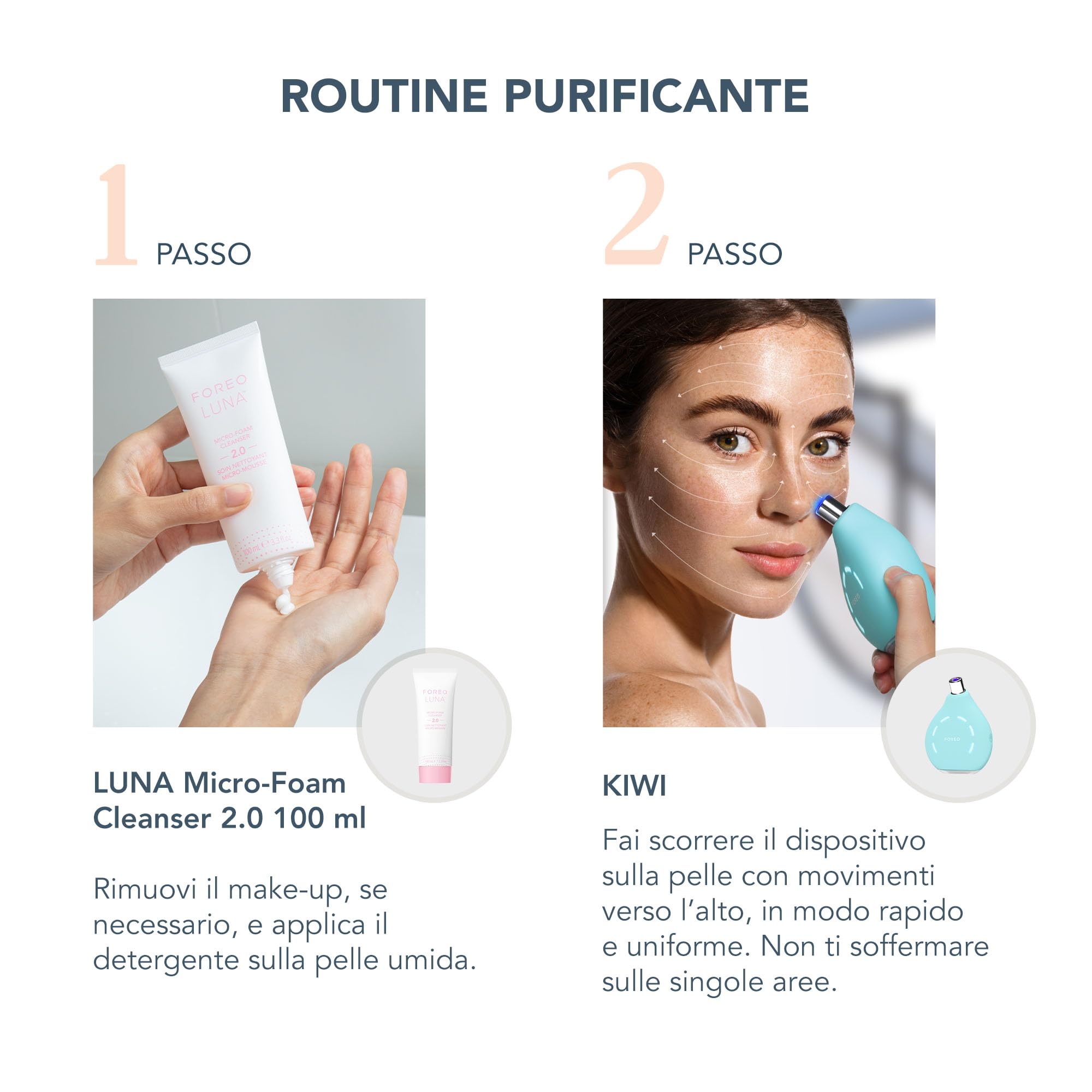 Set FOREO Blackheads Suck KIWI - Aspira punti neri professionale per punti bianchi e punti neri + Detergente viso LUNA Micro-Foam Cleanser 2.0 (100 ml) - Estrattore di impurità per viso e naso