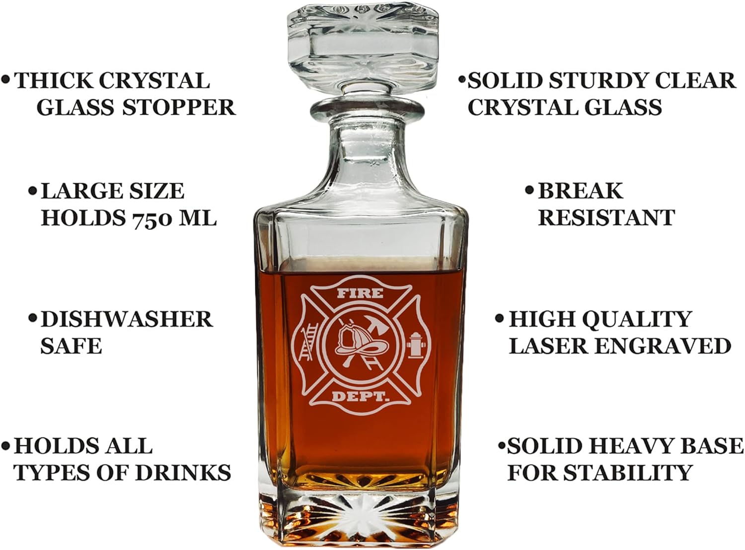 Rogue River Tactical Firefighter Whiskey Decanter With Glass Stopper Custom Gift For Men Dad Veteran Father's Day Fireman Fire Fighter - Image 3