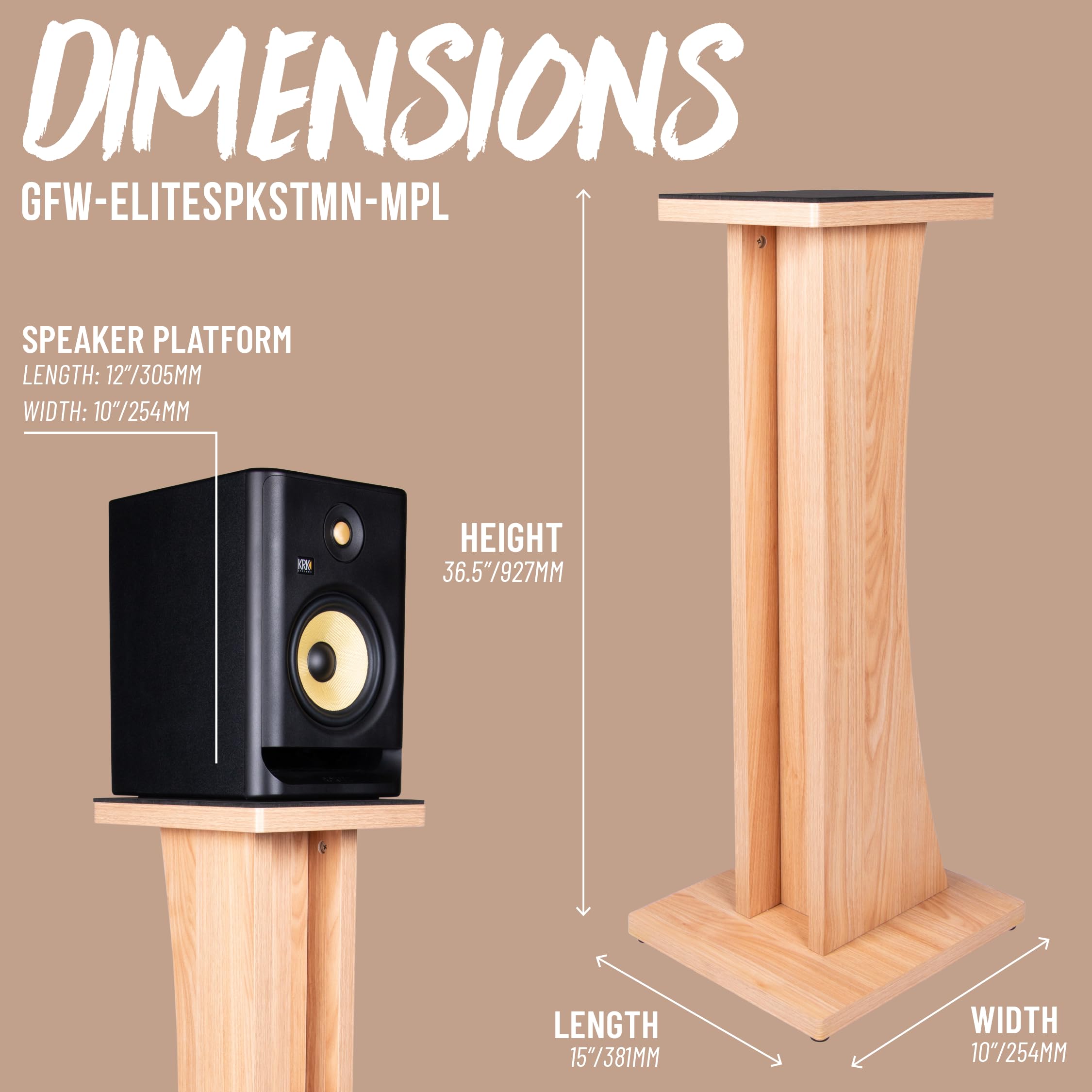Gator Frameworks Elite Series GFW-ELITESPKSTMN-MPL Support de Haut-Parleur en Bois pour Studio avec Finition érable Naturel