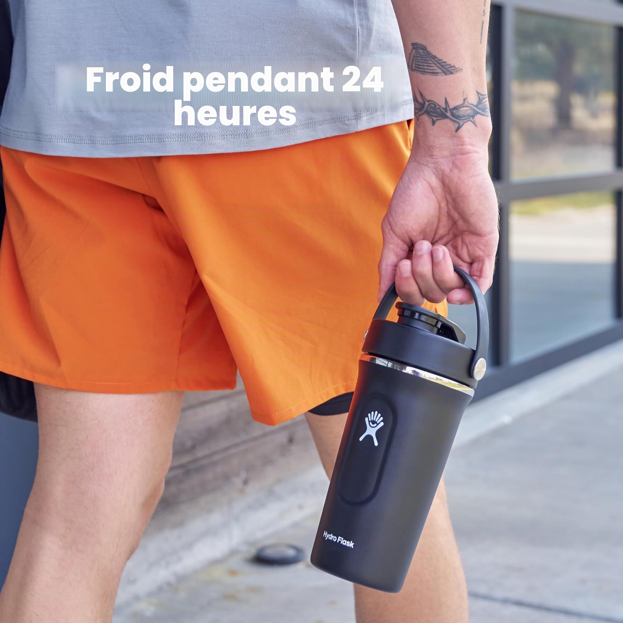 Hydro Flask - Insulated Shaker Bottle - Shaker isolé 709 ml (24 oz) pour Smoothies, Boissons Protéinées et Compléments Alimentaires - Black