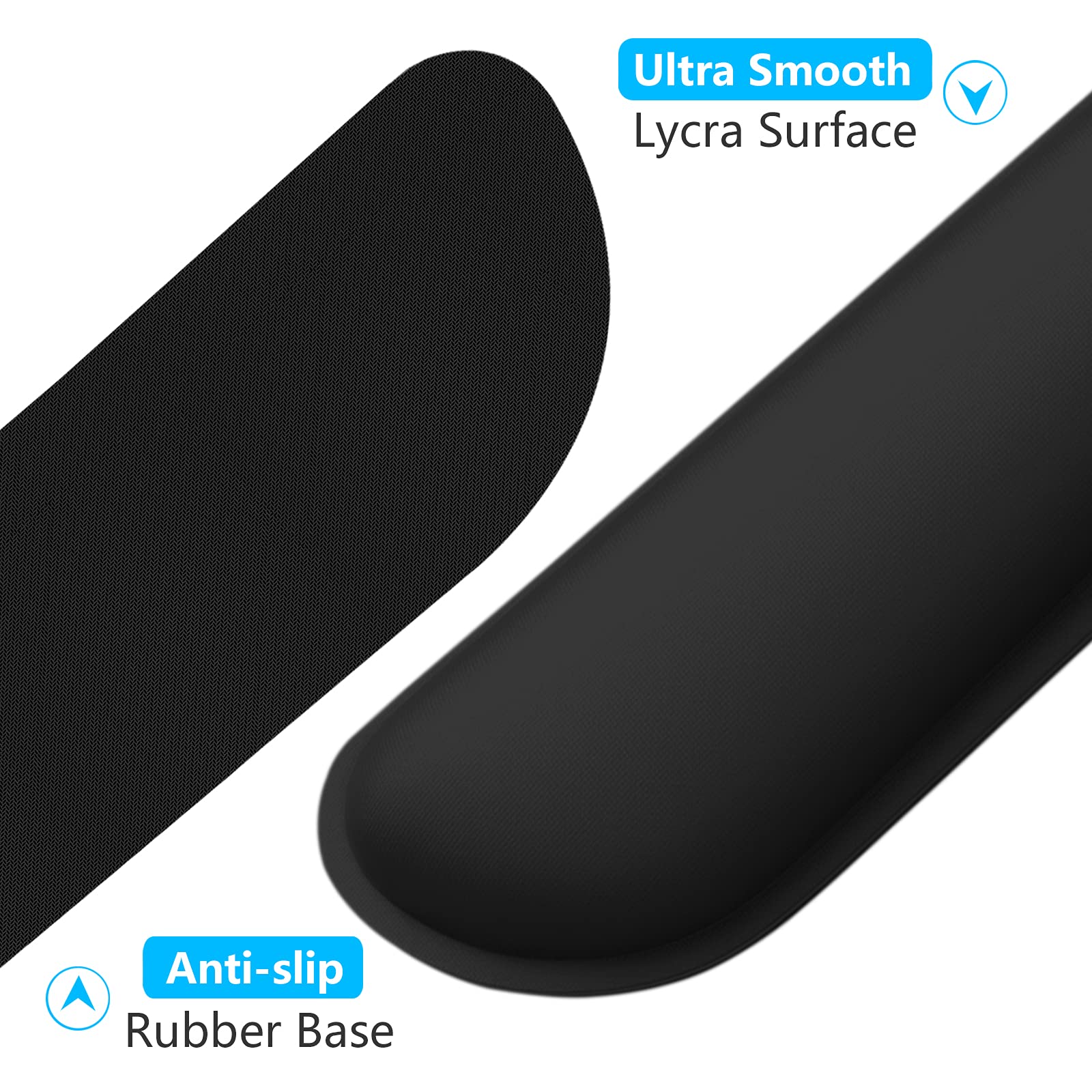Dapesuom Vergrößern Tastatur-Handgelenkauflage, niedliches Memory-Foam-Tastatur-Handgelenkkissen für Computer-Schreibtischunterlagen, ergonomische Mauspads mit rutschfester für Laptop, Tiefschwarz