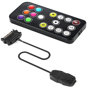 5V 3Pin ARGB Controller Built in Light Mode, SATA 15-Pin to ARGB 3-Pin Power Supply LED Male Connector Splitter Cable with LED Male Connector Splitter for Motherboards PC Fans Hub Control DIY